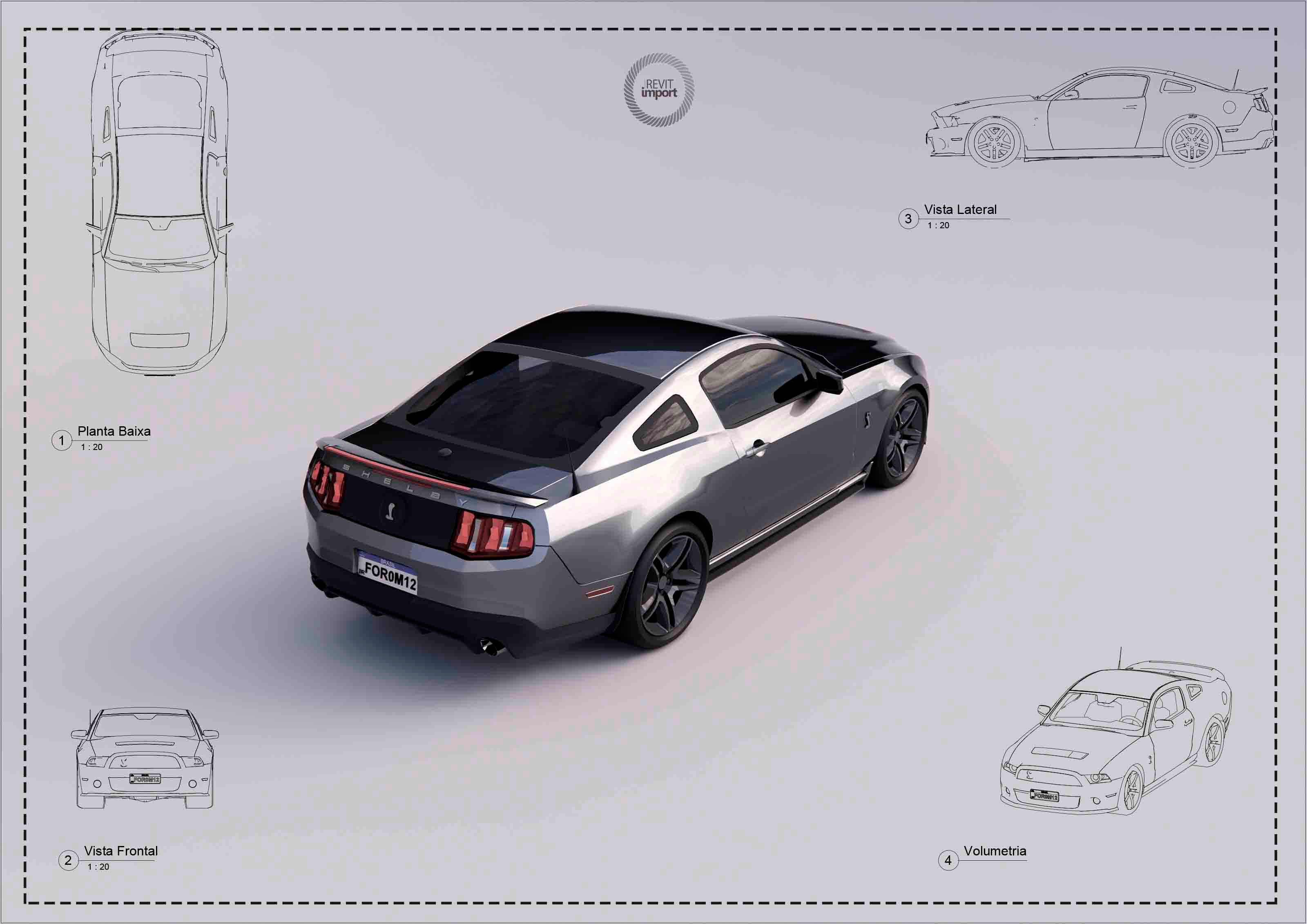 L Ford Mustang 2012 Revit High Quality