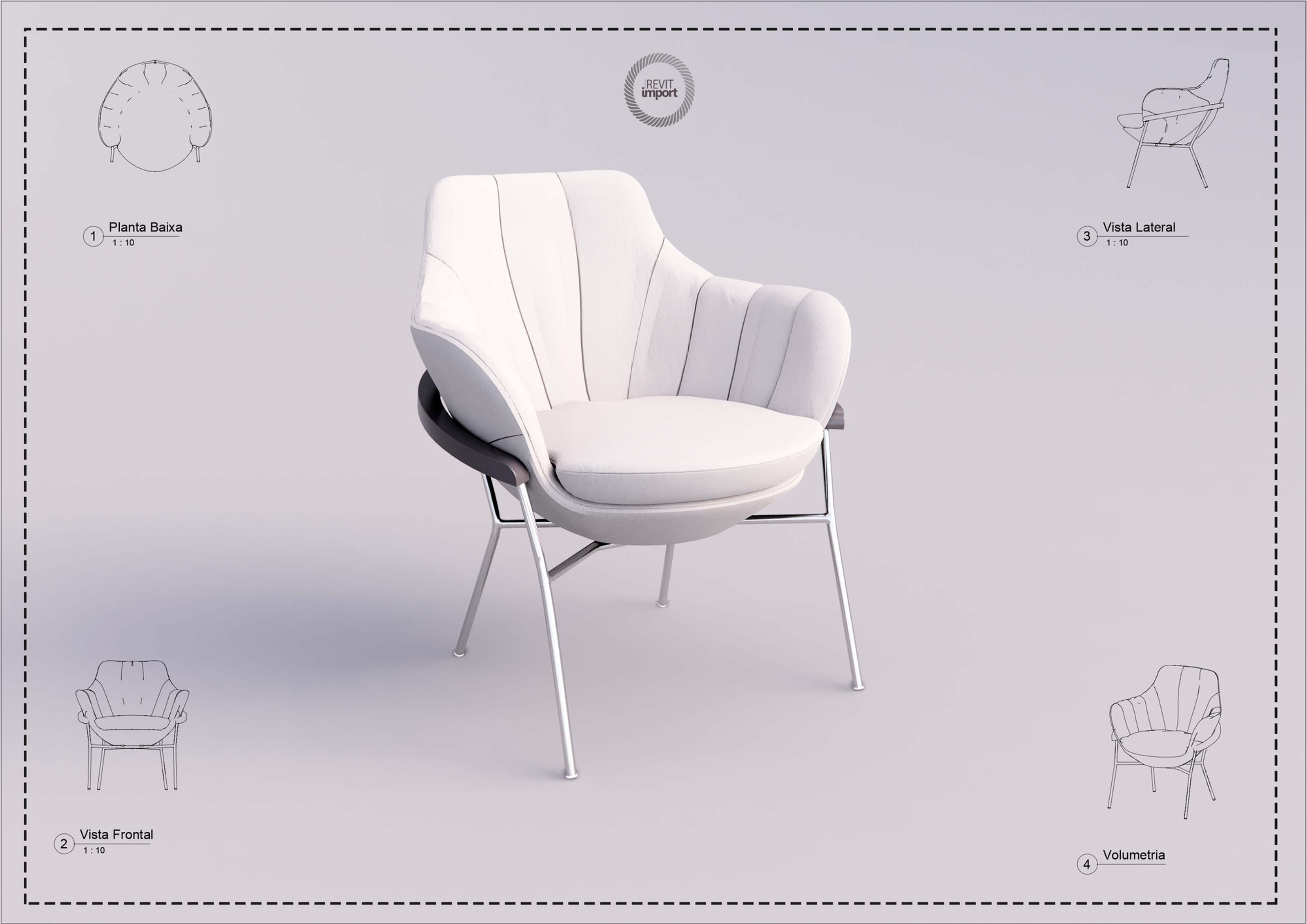 R Armchair Adhara Revit High Quality