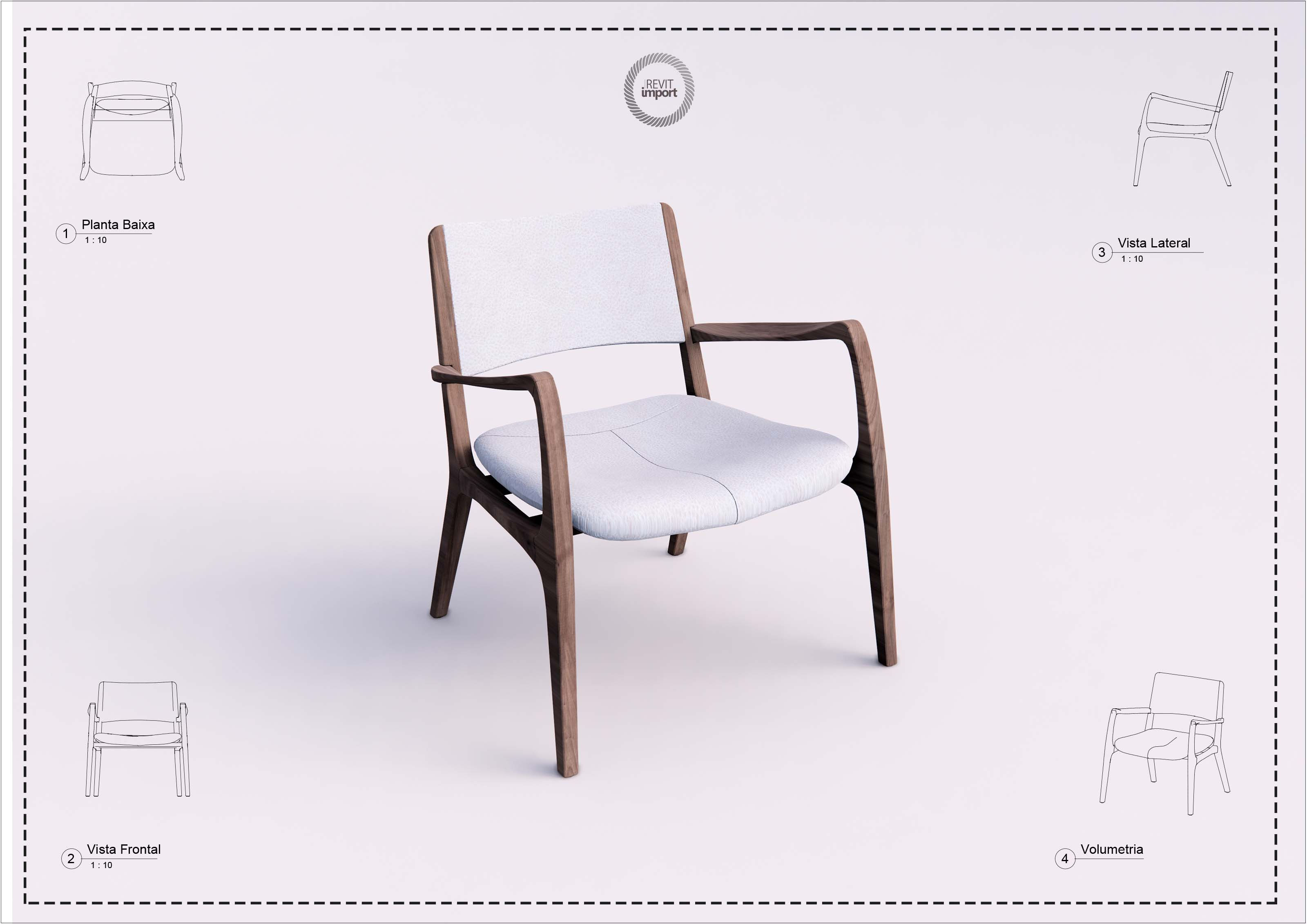 R Armchair Calida Revit High Quality