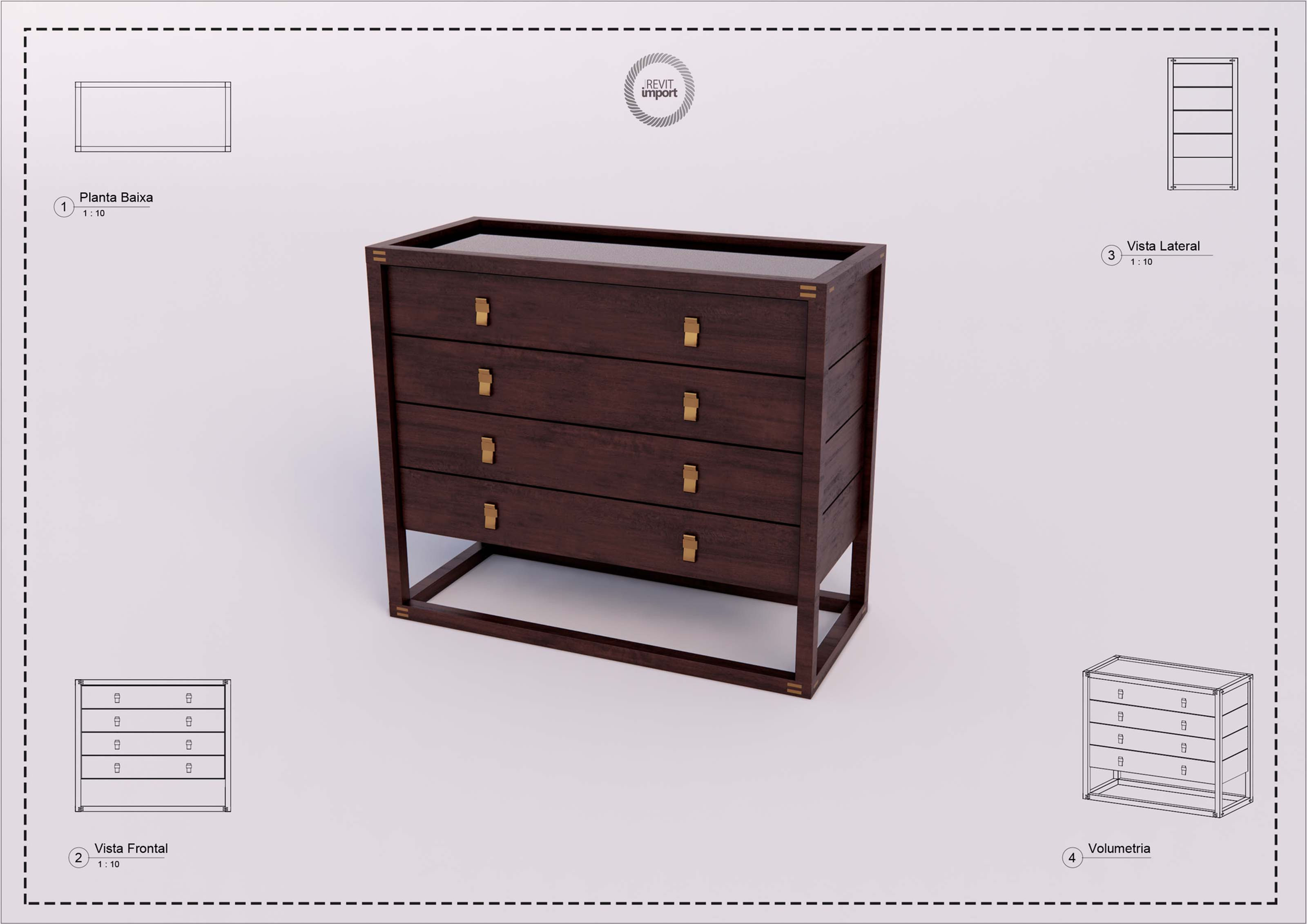 R Commode Arq (100 x 45 x 85 cm) Revit