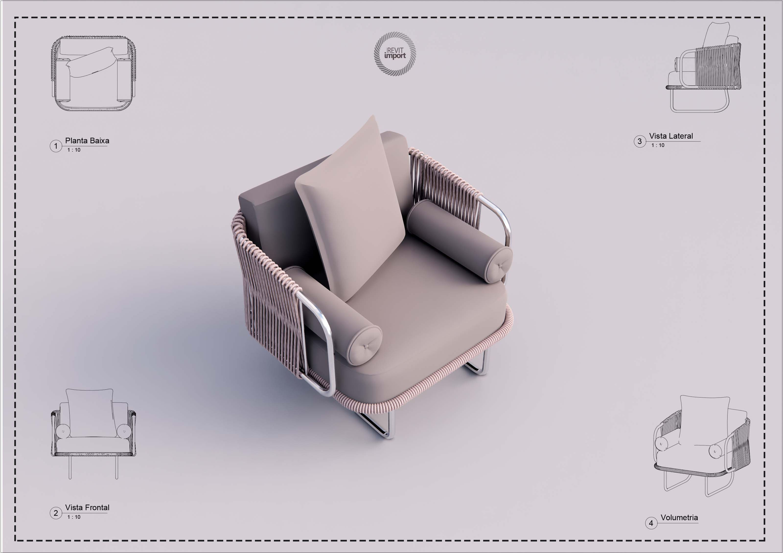 R Armchair Domme Revit High Quality
