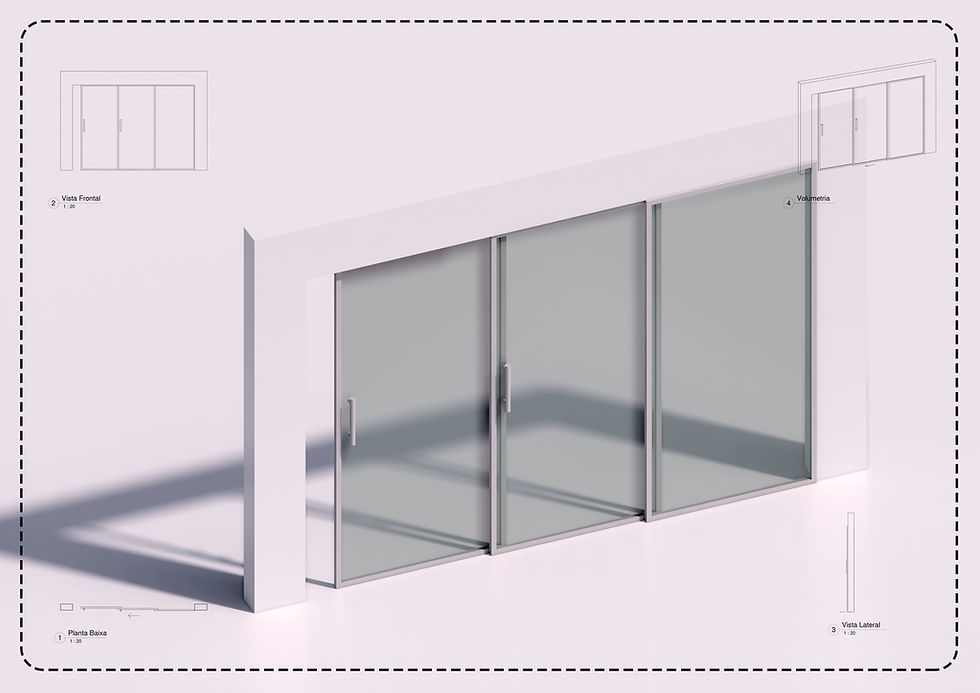 Parametric V 3-leaf glass sliding door Revit High Quality