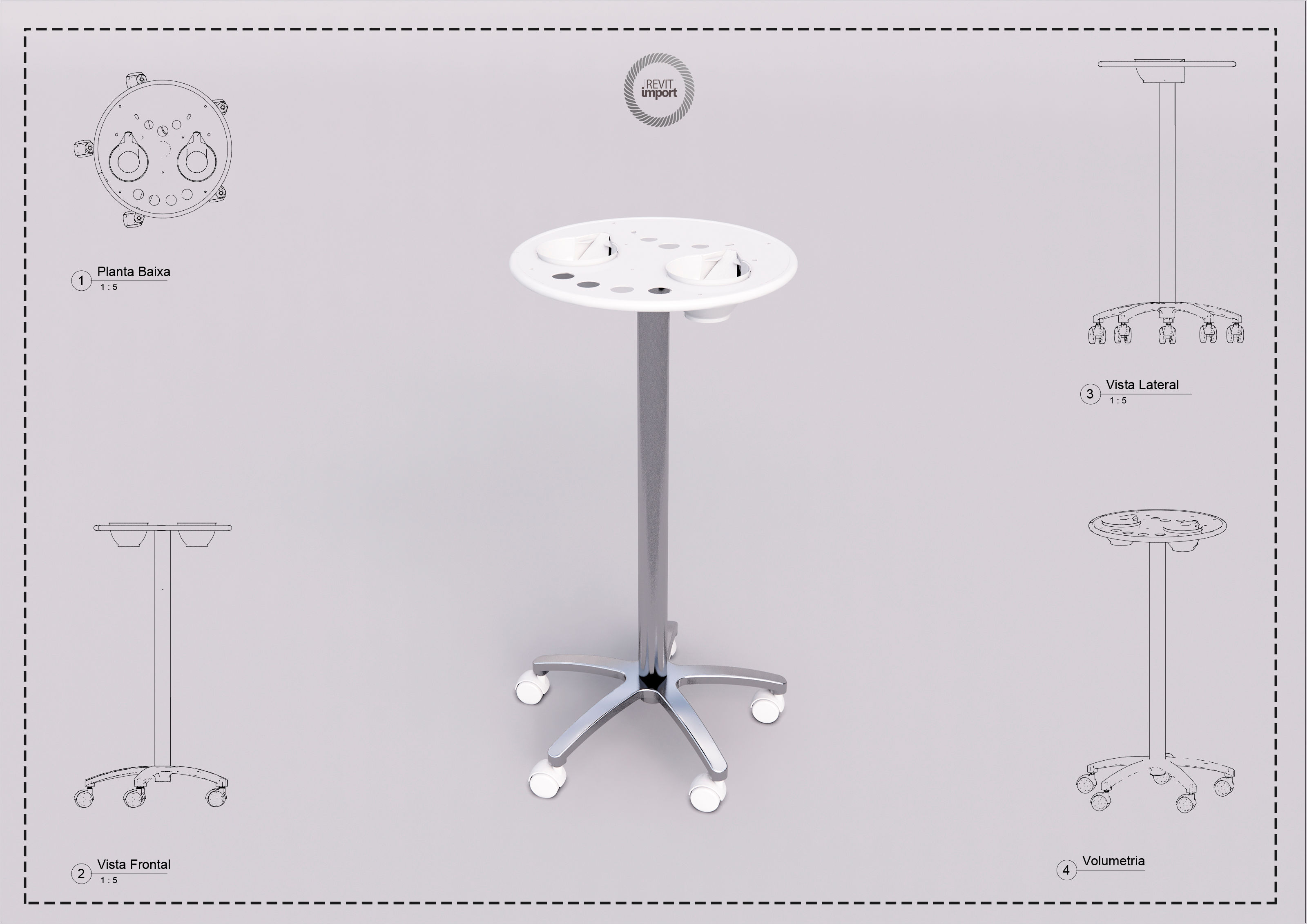 M Salon Auxiliary Trolley 2 Revit High Quality