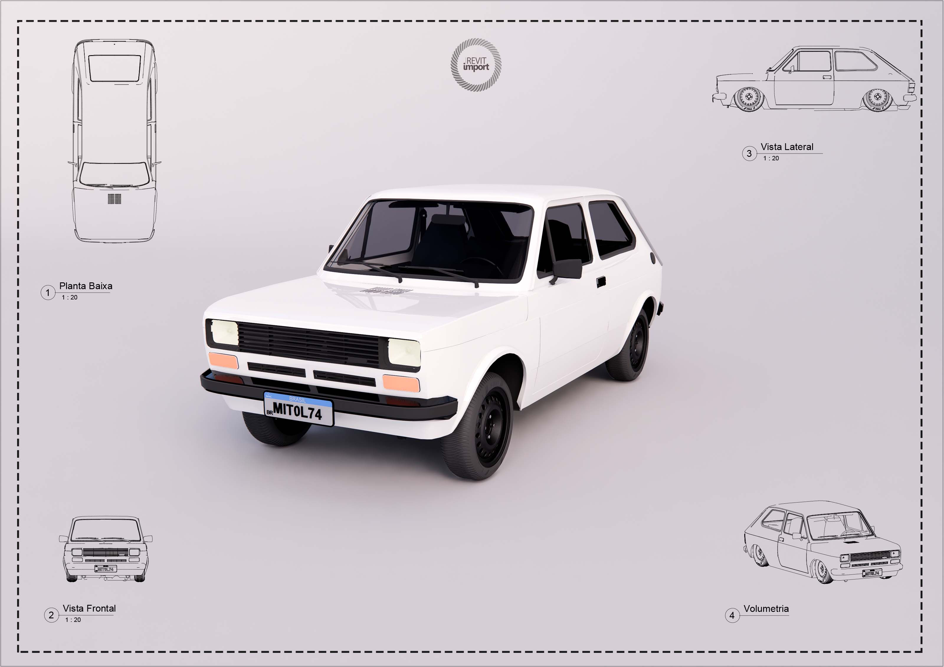 L Fiat 147 With Height Adjustment Revit