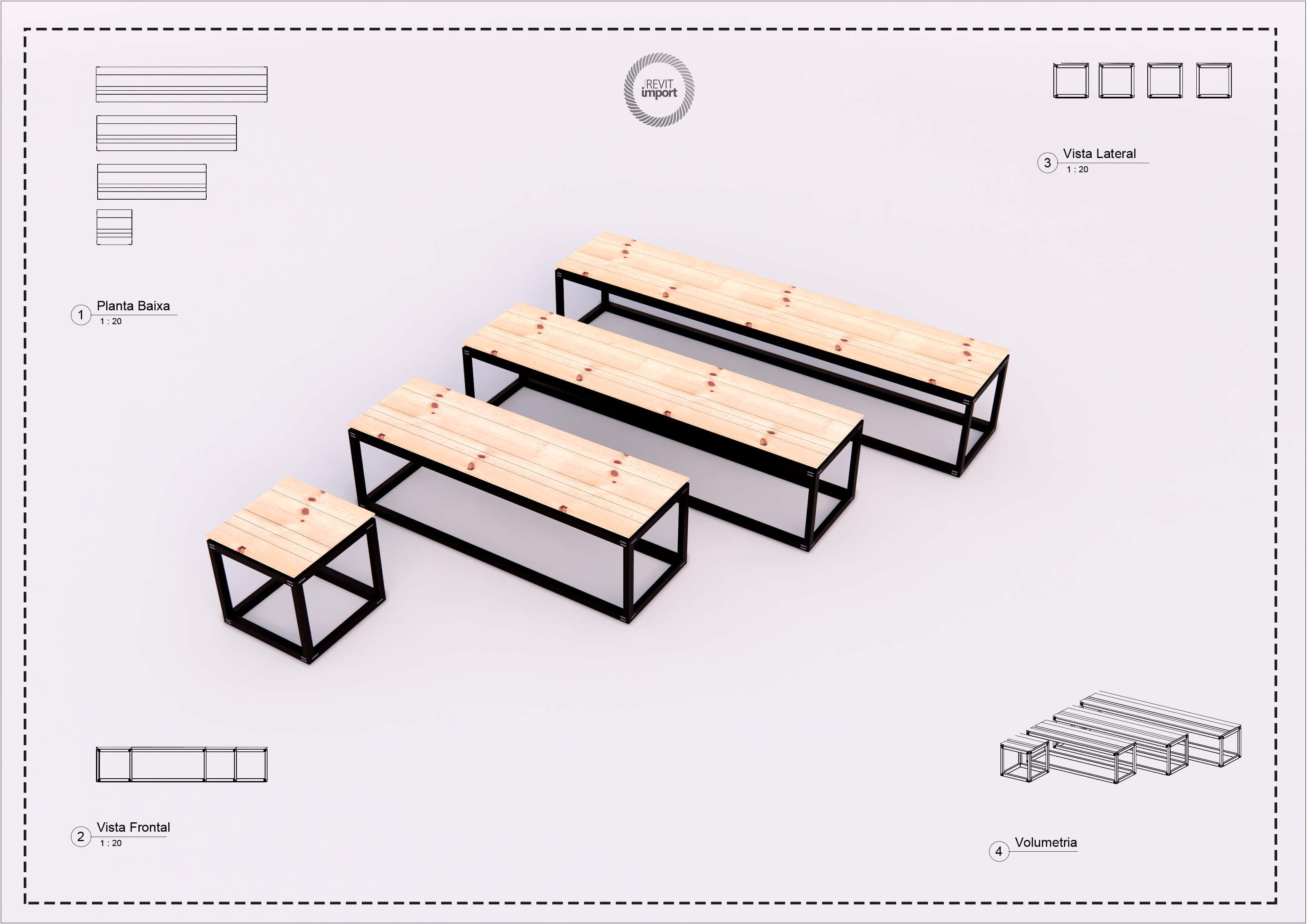 R Kit With 4 Benches Arq Revit