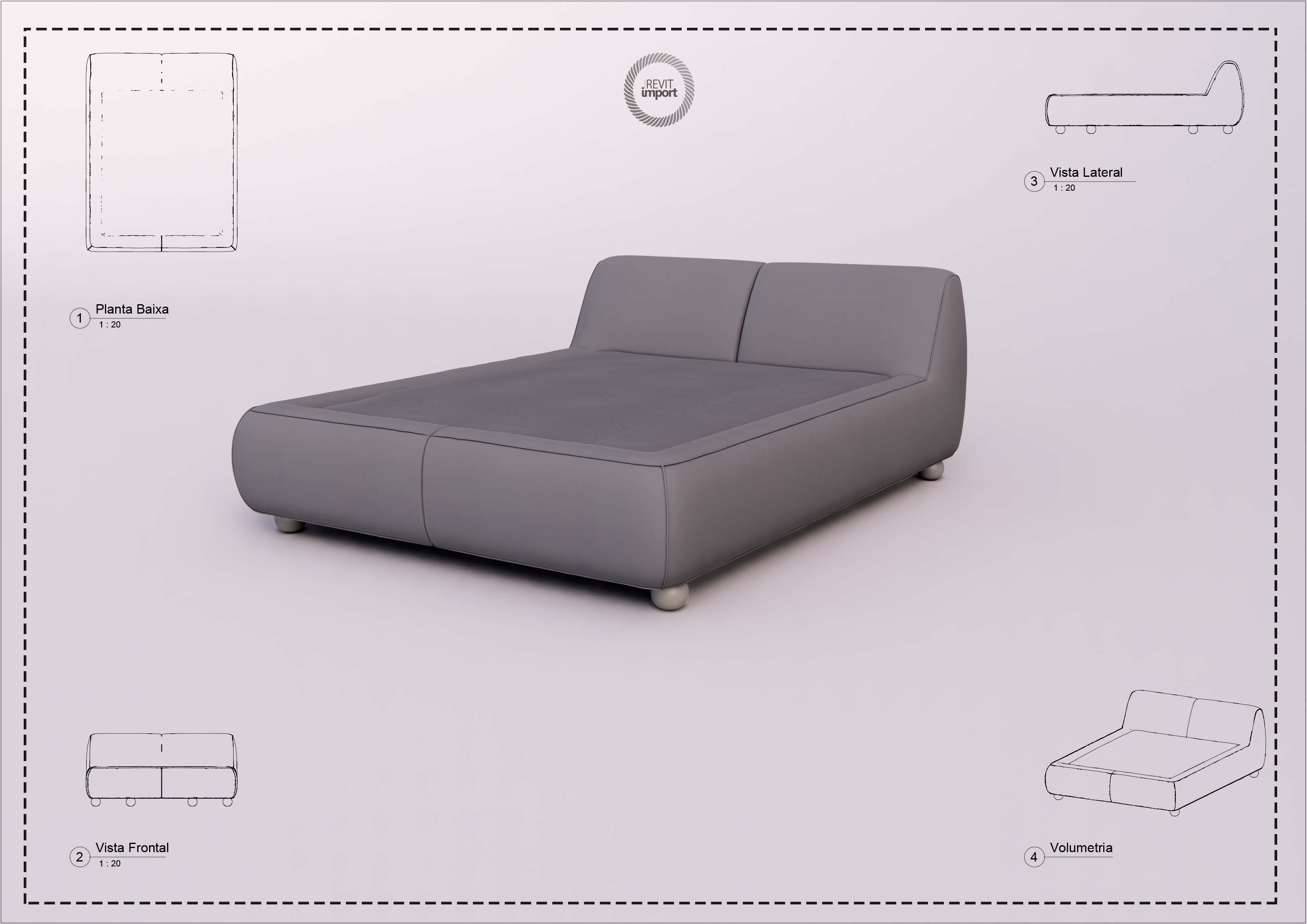 V Bed Paola Bretton Revit High Quality