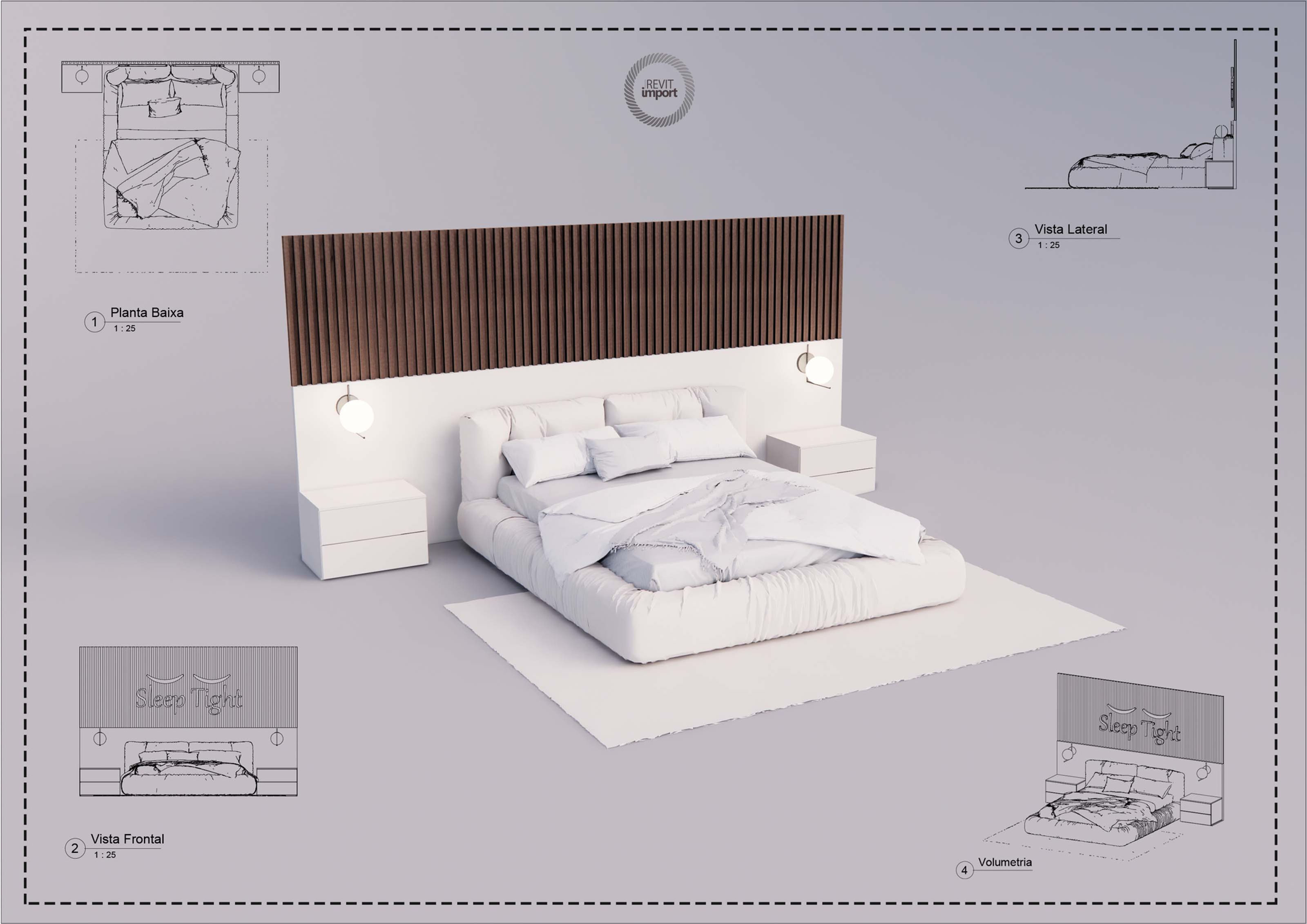 M Parametric Bed 172 Revit High Quality