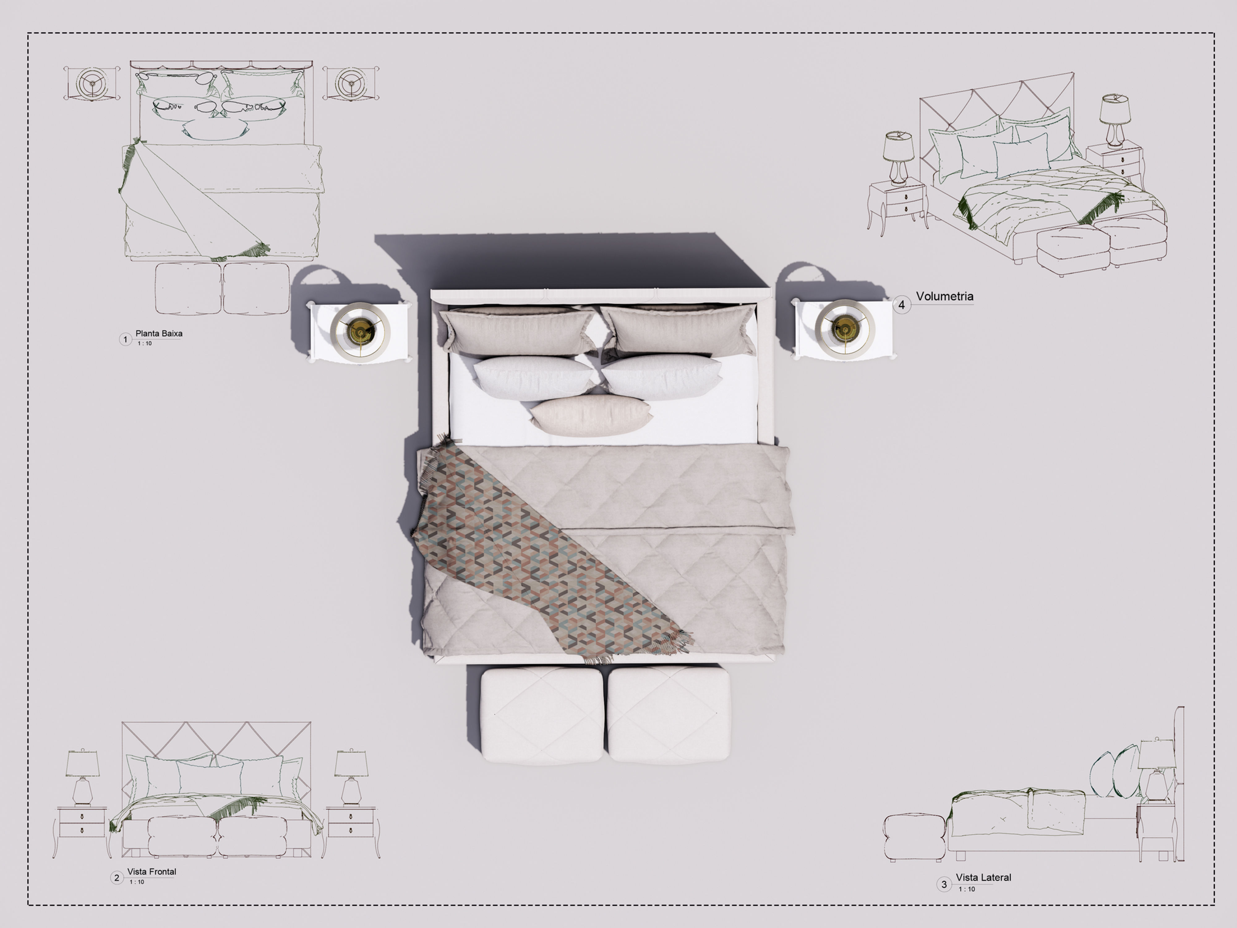 Bed Revit Decorated 22 High Quality