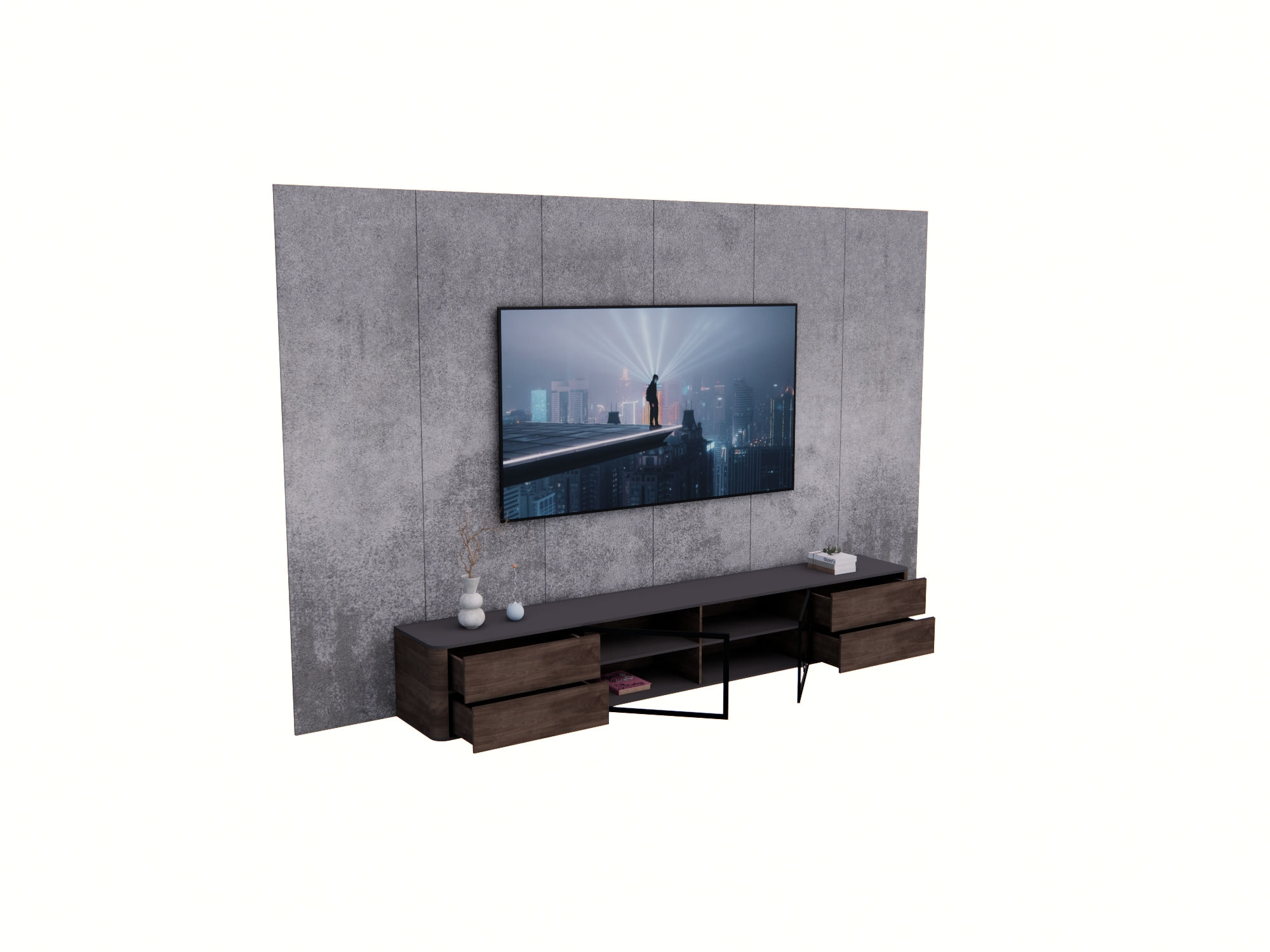 K Parametric Rack TV Panel 15 Entertaiment Blocks Revit Family