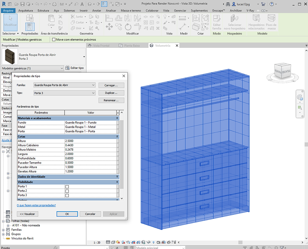 Thumbnail: Parametric Wardrobe with hinged door Revit High Quality