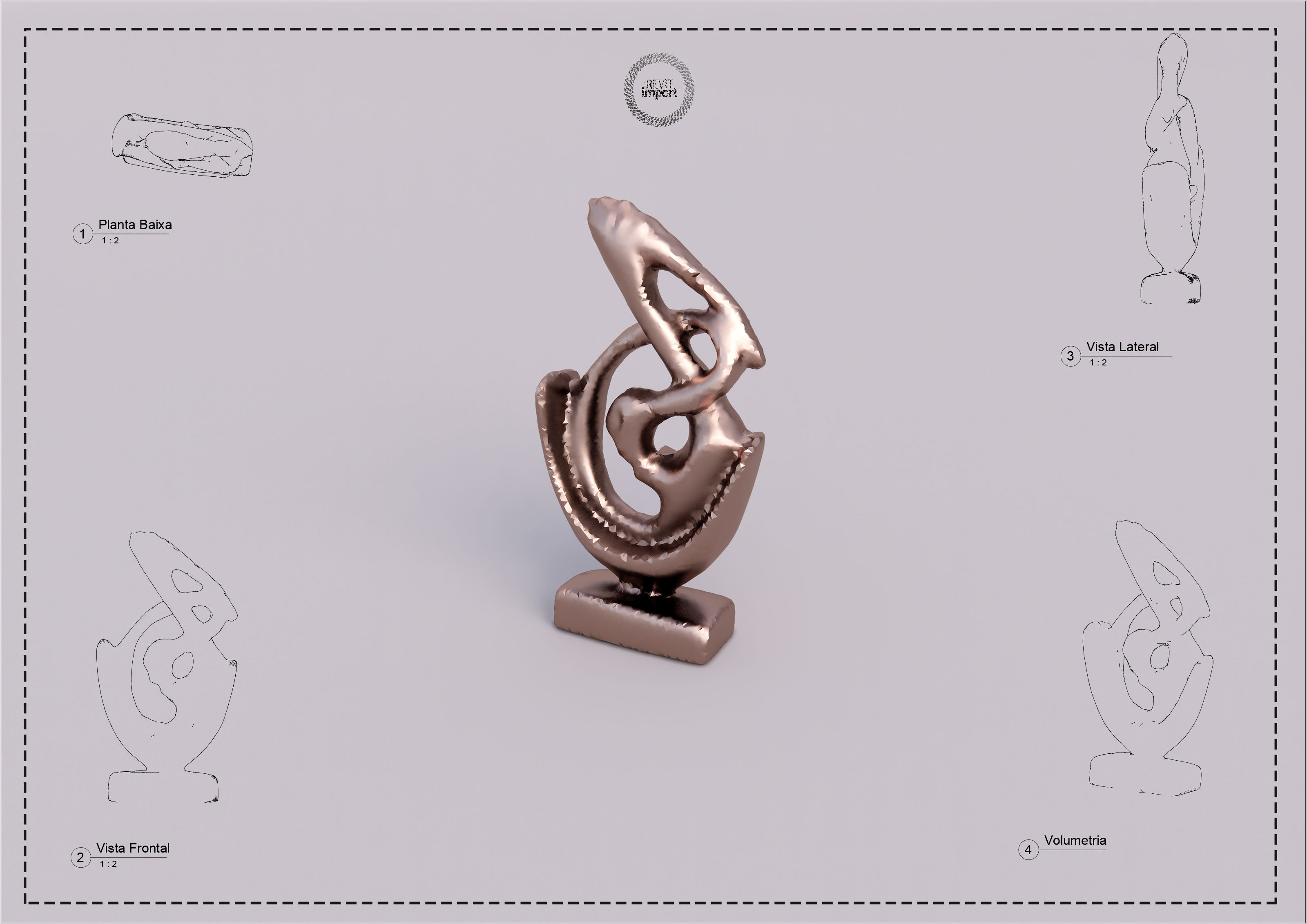 M Sculpture Decoration ED 182 Scalable Revit