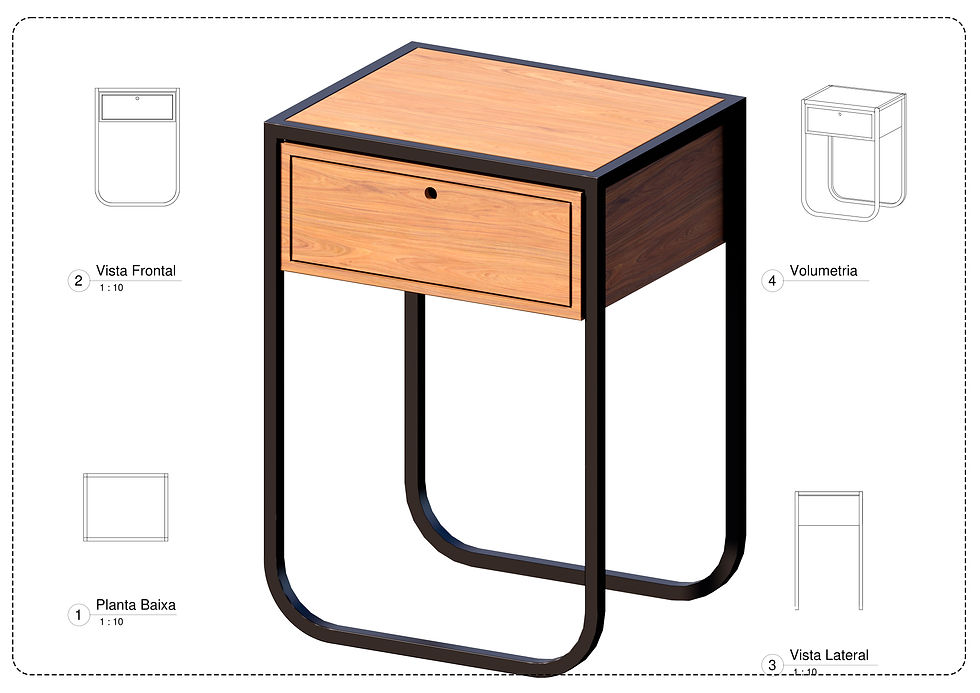 Parametric Bedside Table Slim 2 Revit