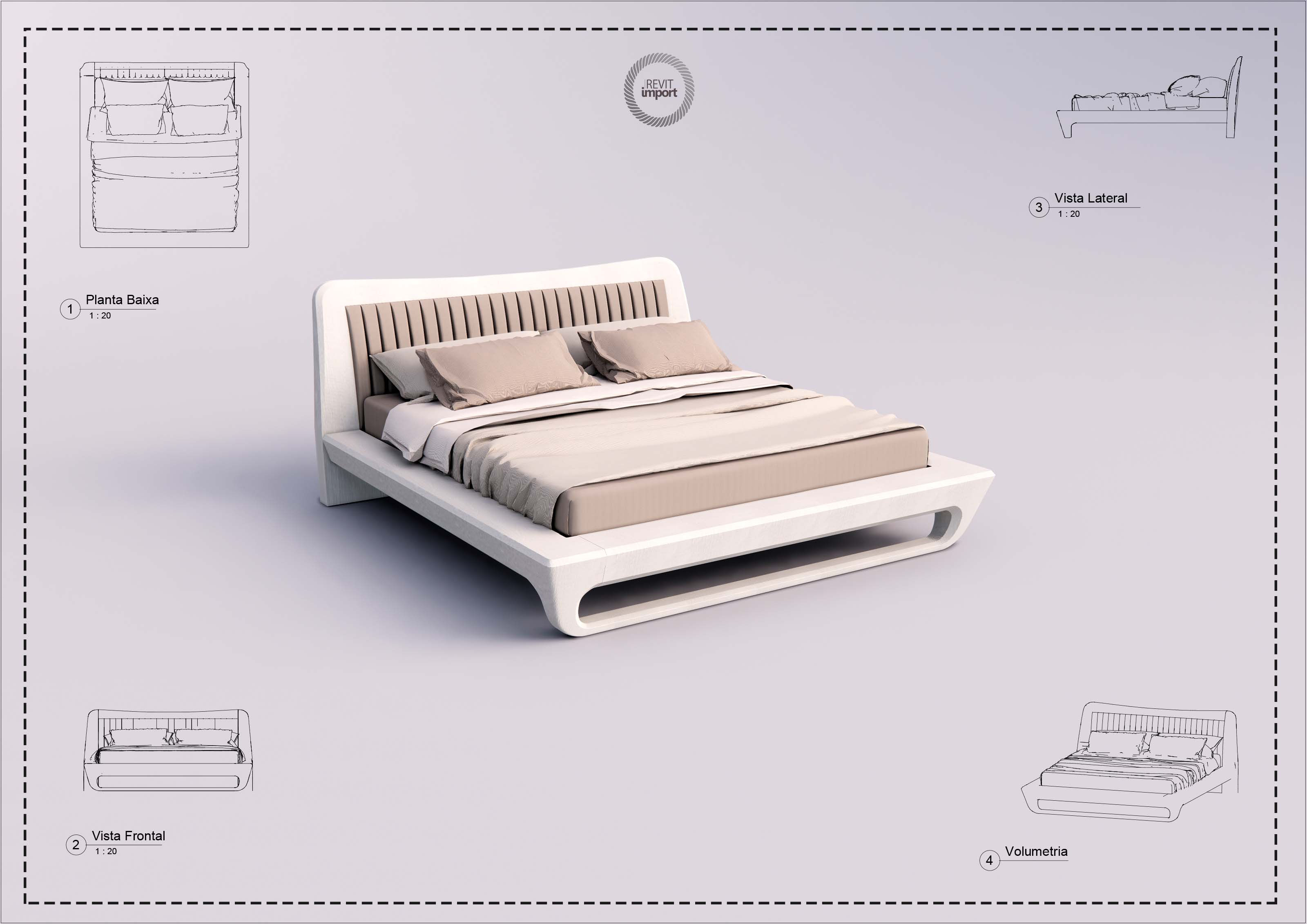 M Bed 001 Revit High Quality