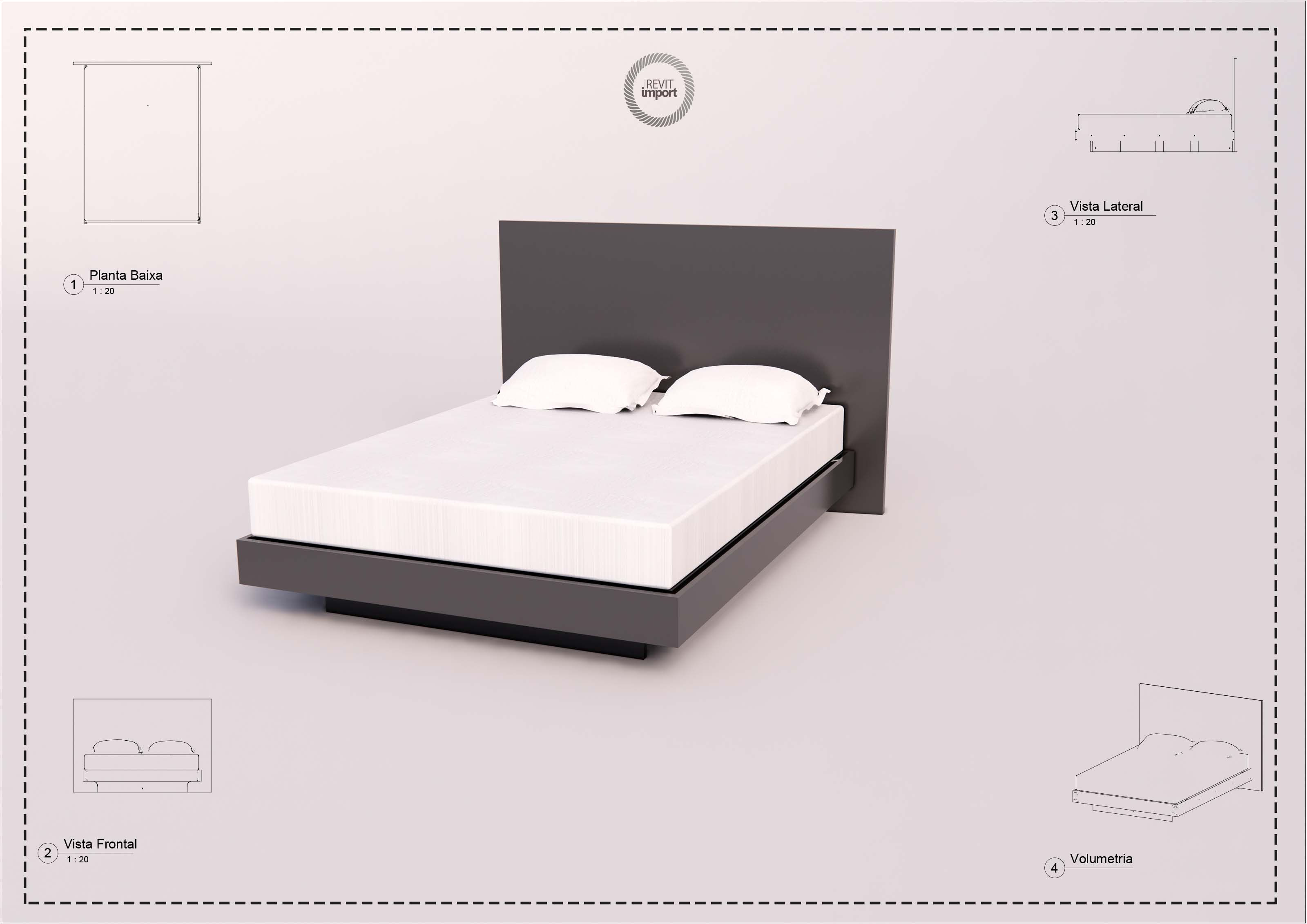 V Conceição Breton Bed 2 Sizes 150 or 200 wide