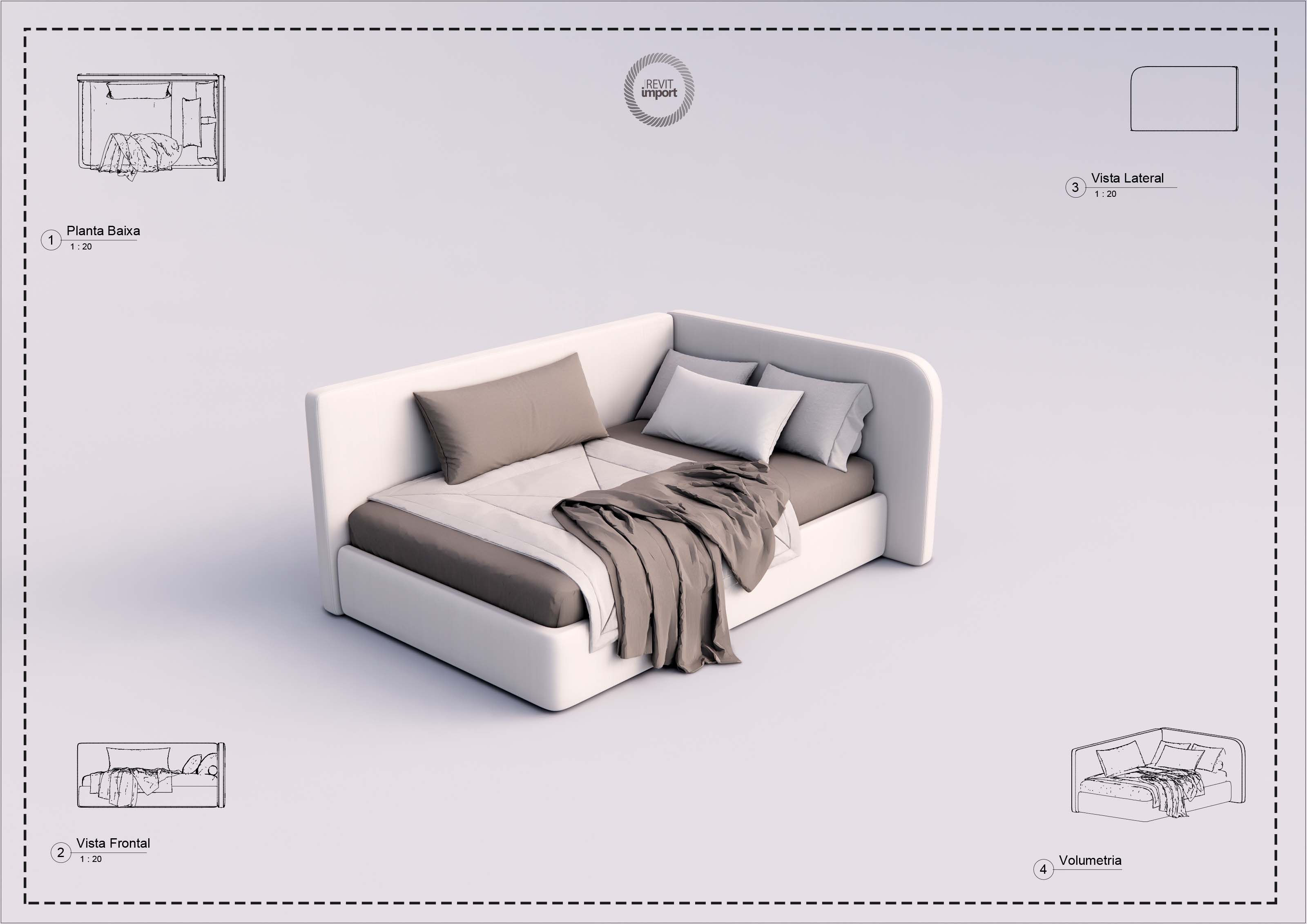 M Sofa Bed 030 Revit High Quality