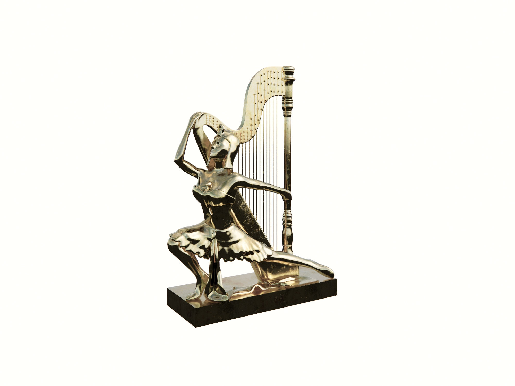 Sculpture Arpa Egipicia Textured Block