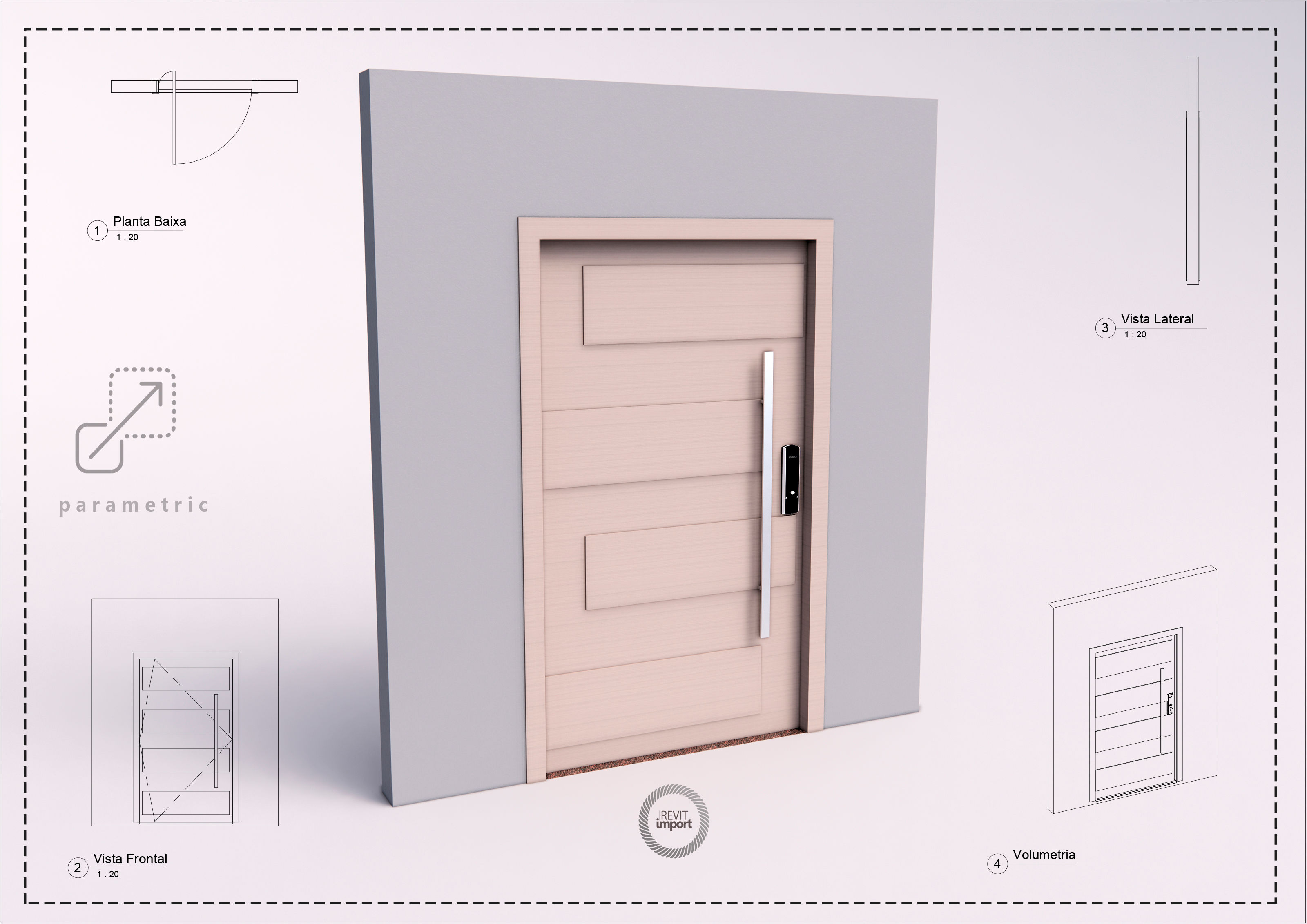 Parametric N Pivoting Door 2 in 1x Revit