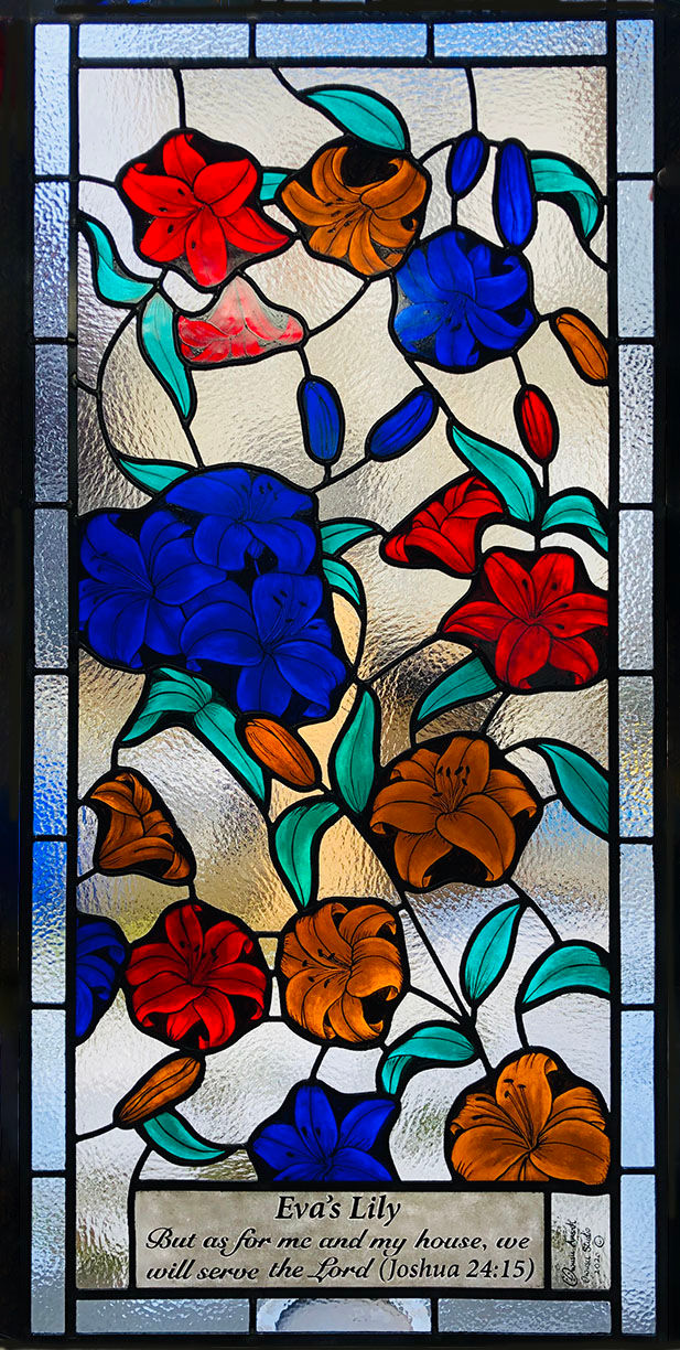 Sandra Green's stained glass door. Philadelphia. Owusu Ansah. 50"x20" (2020)