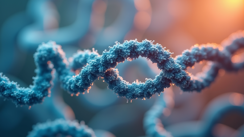 Close-up view of a peptide structure model