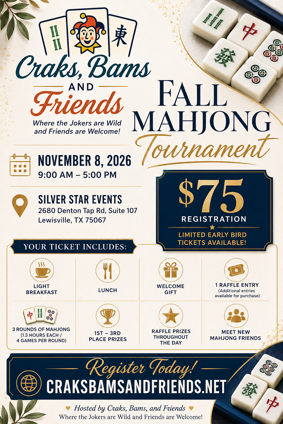 Craks, Bams, and Friends Mahjong Fall Tournament