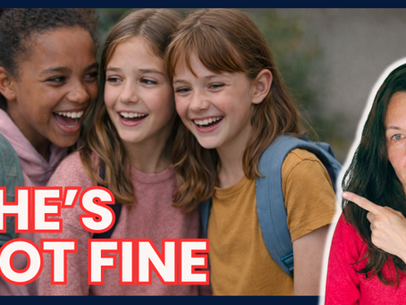 Autistic girl with friends looking worried