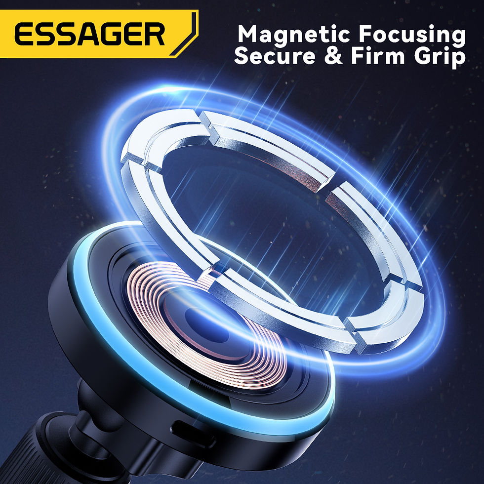 Thumbnail: 15W Magnetic Wireless Car Charger with Stand and RGB Light