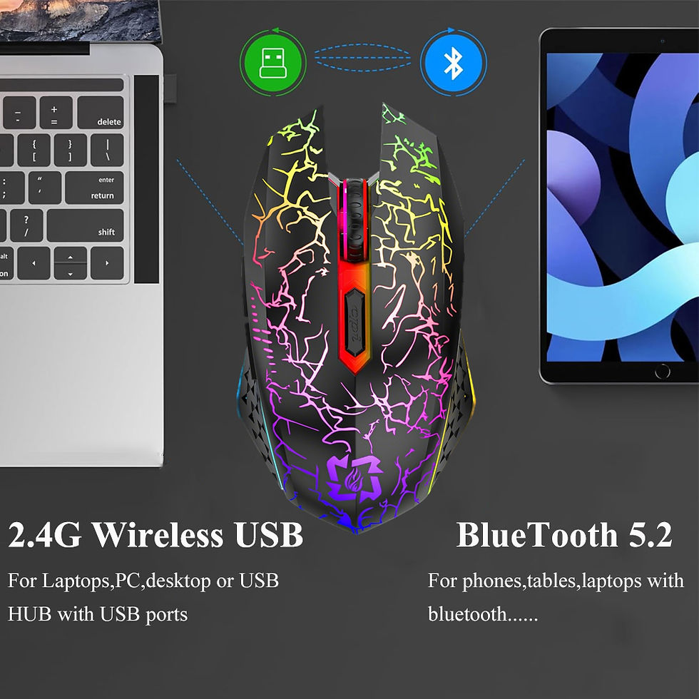 Thumbnail: Mouse Gamer Wireless RGB – Bluetooth + 2.4G | 1600 DPI | Recarregável