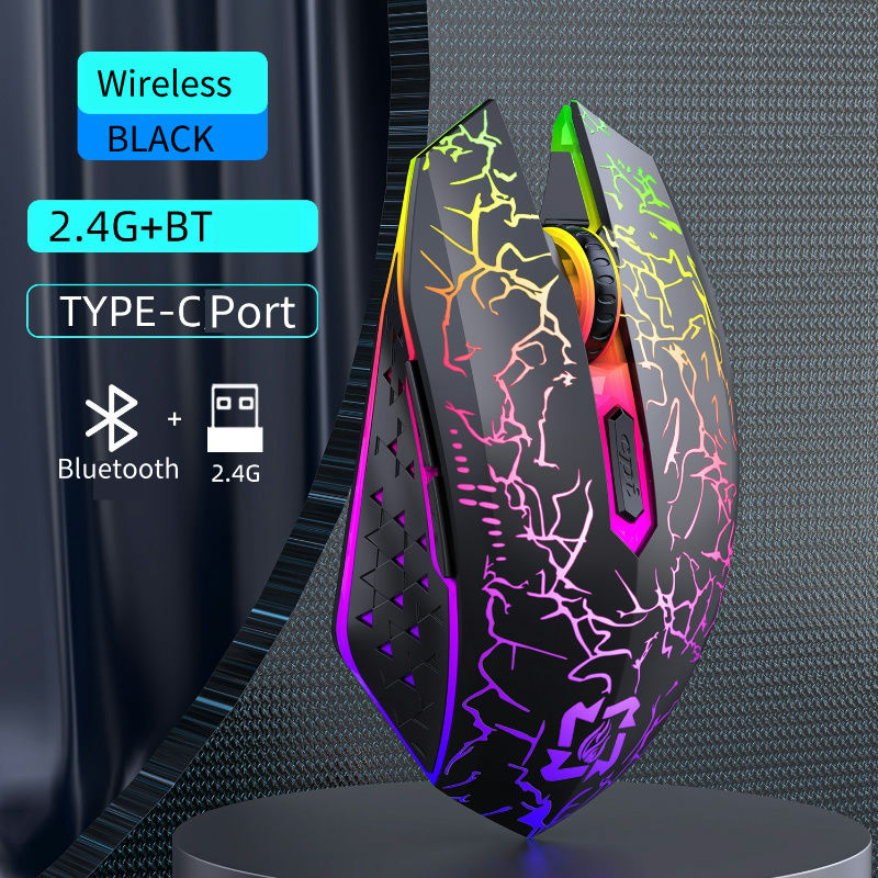 Thumbnail: Mouse Gamer Wireless RGB – Bluetooth + 2.4G | 1600 DPI | Recarregável