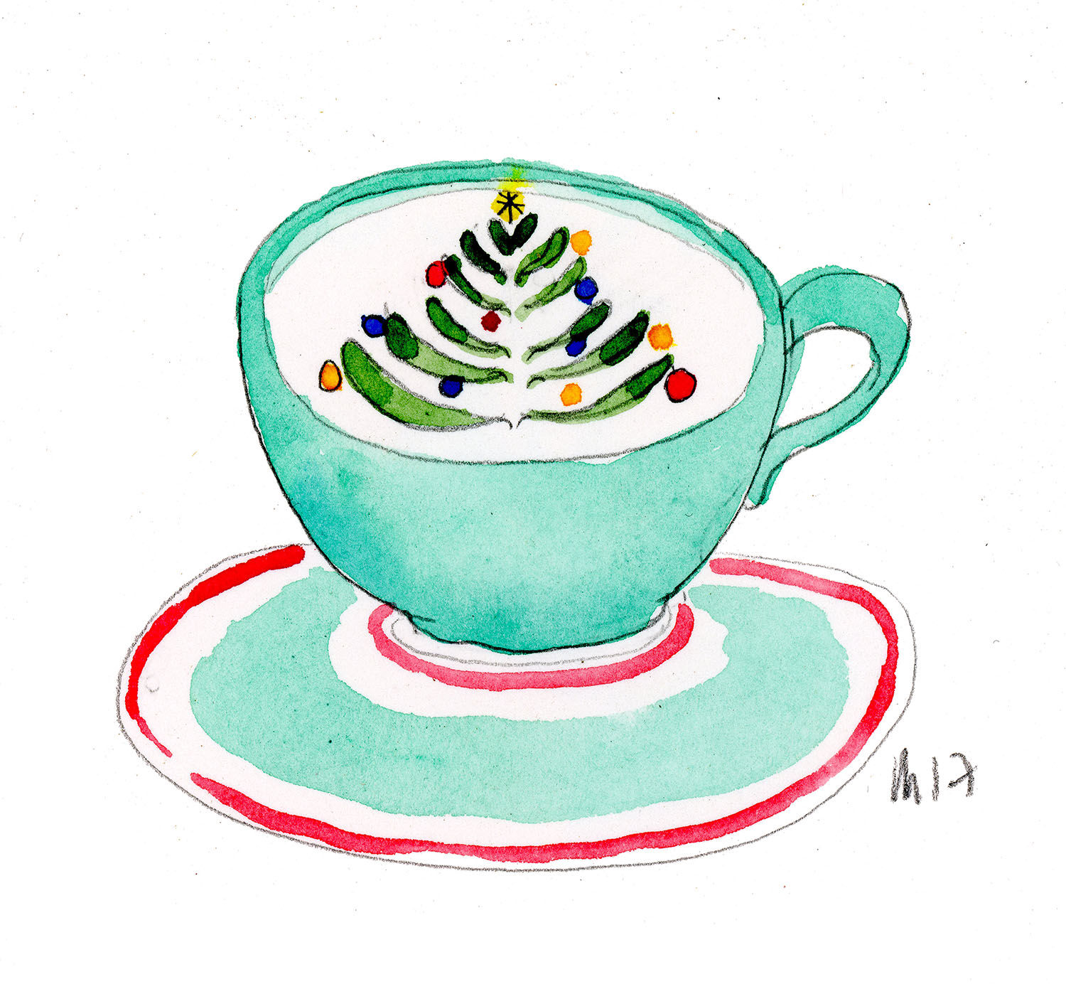 christmas tree latte art