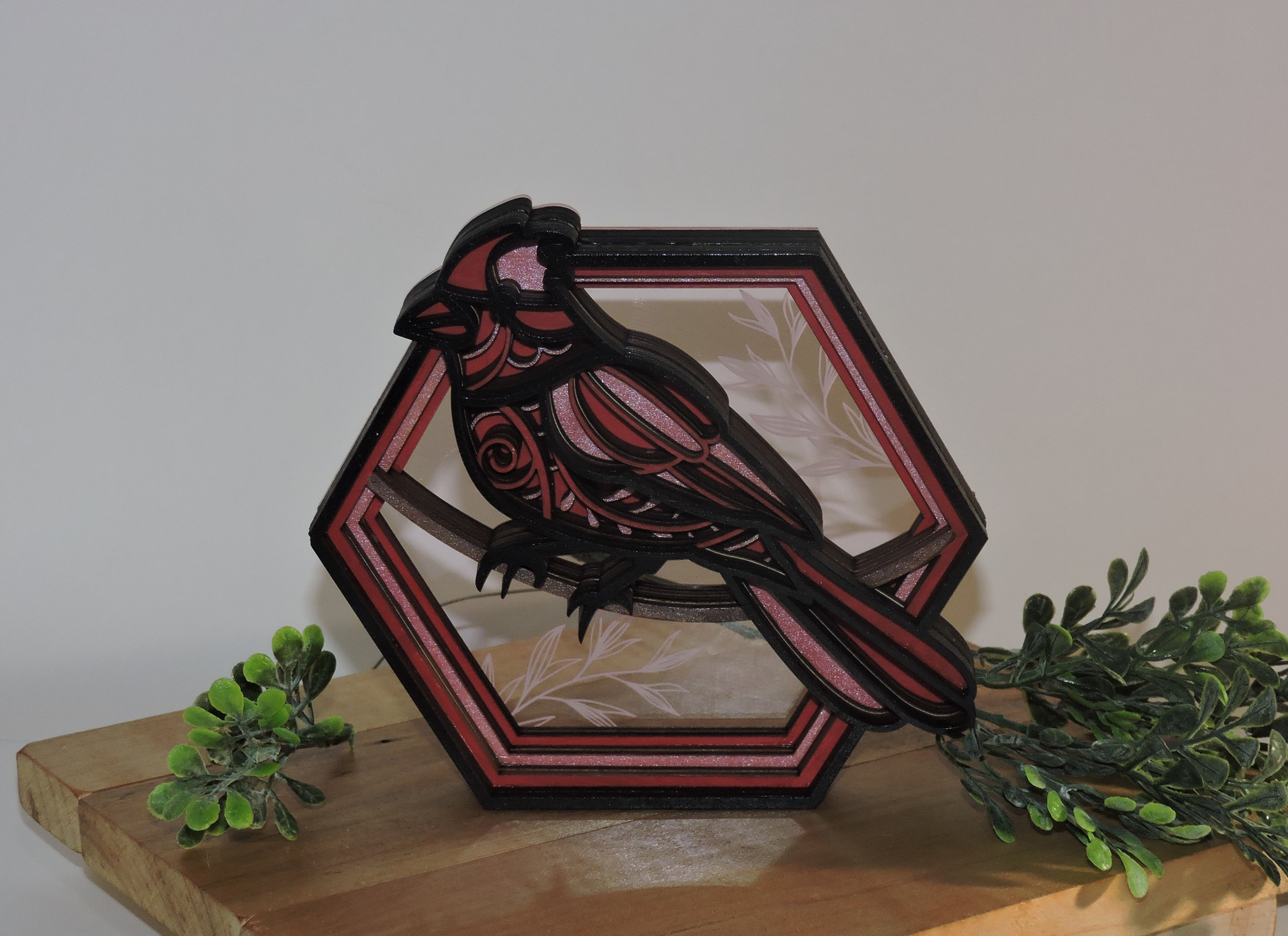 Layered Cardinal Shelf Sitter