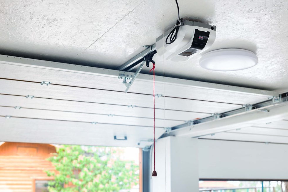 Garage door opener installed on ceiling