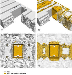 Simulación numérica de tajeos en roca Regular A (IIIA)