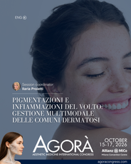 Copertina della sessione Pigmentazioni e infiammazioni del volto, Congresso Agorà 2026