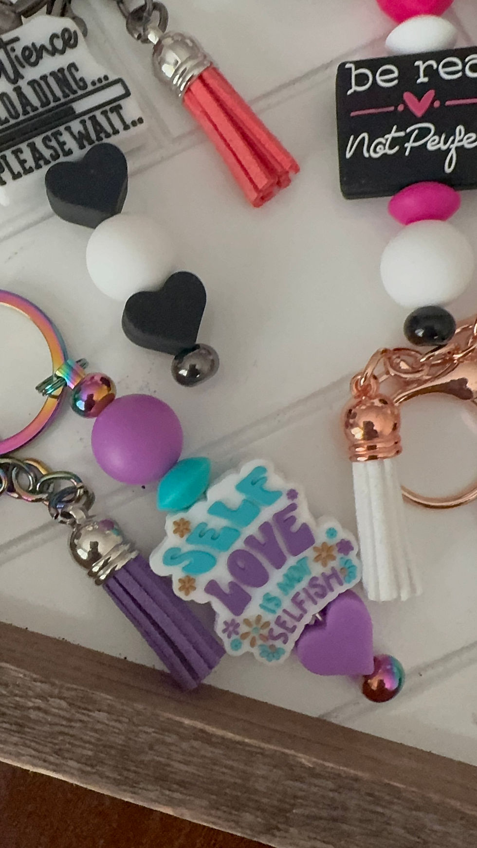 Thumbnail: Positive Affirmation, Funny, Sassy, Loving / Chic Focal Bead Keychains