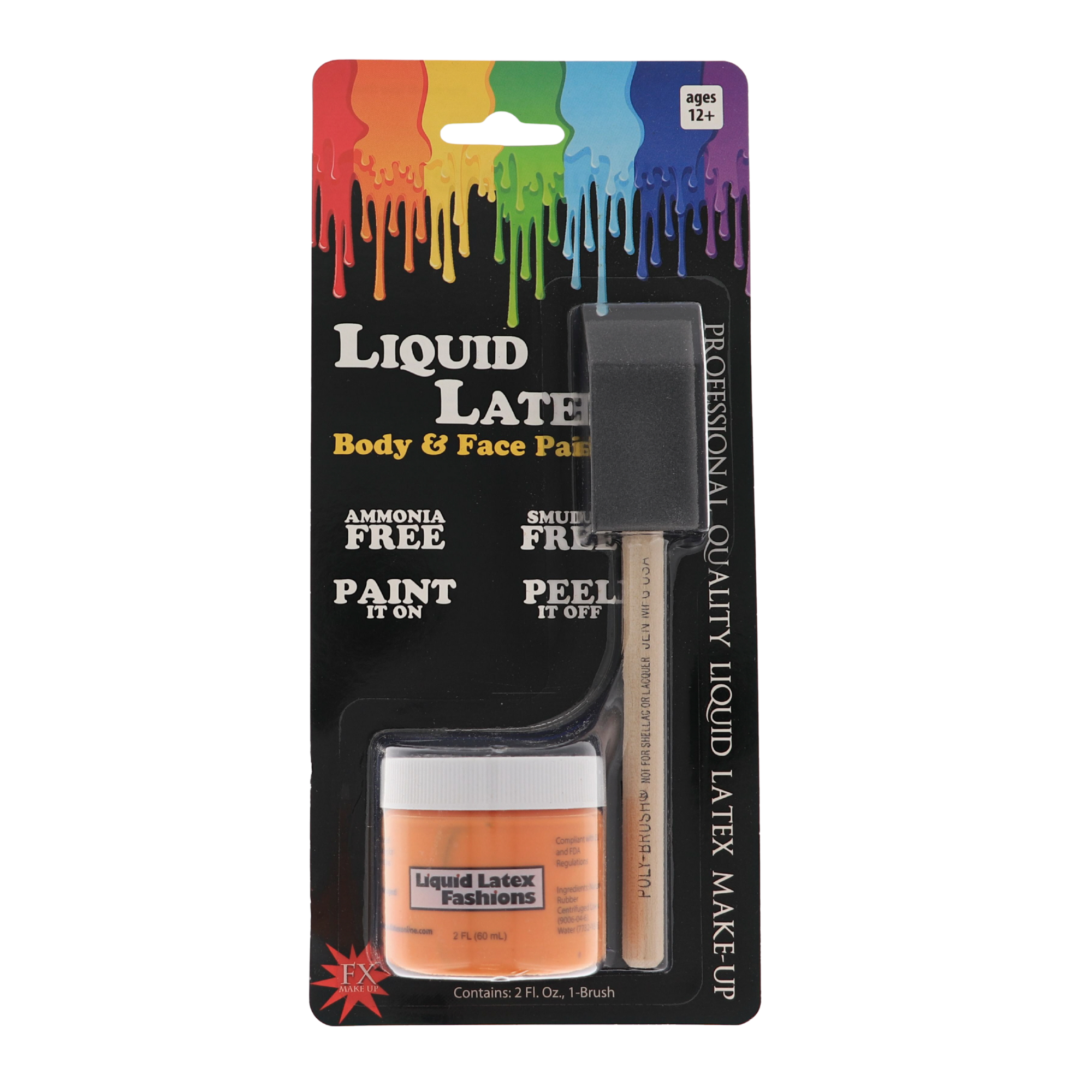 2 fl oz Orange Liquid Latex + Application Brush Bundle