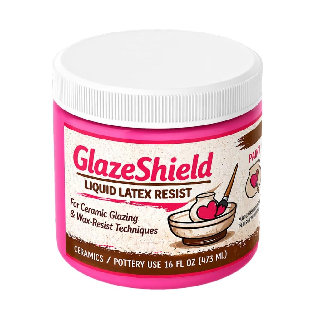 GlazeShield Liquid Latex Resist for Ceramics/Pottery - Pink 16oz