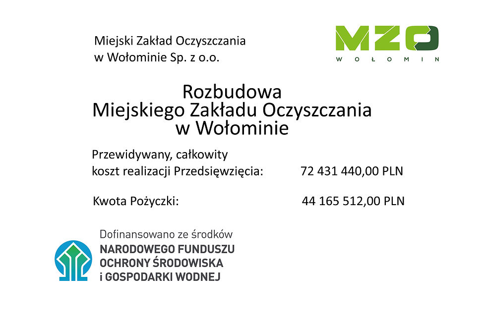 Informacja o rozbudowie Miejskiego Zakładu Oczyszczania w Wołominie