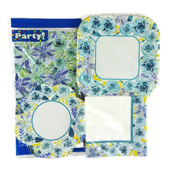 Spring Flowers Turquoise Dinner Party Bundle for 12 Guests