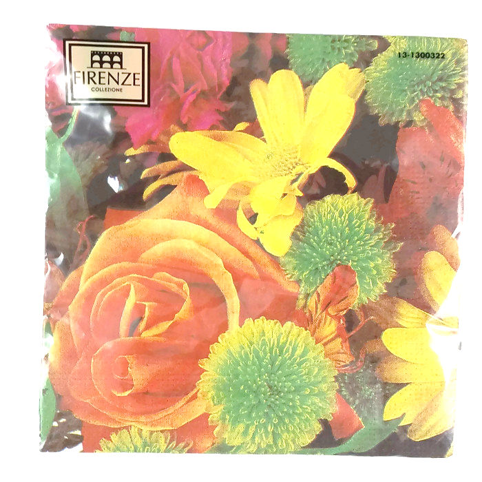 Firenze Collezione Vibrant Autumn Floral 3-Ply Paper Napkins Pack (20 Count)