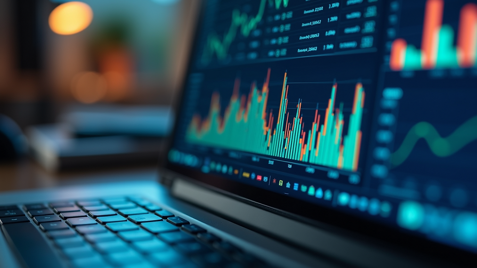 Close-up of a computer screen displaying data analytics