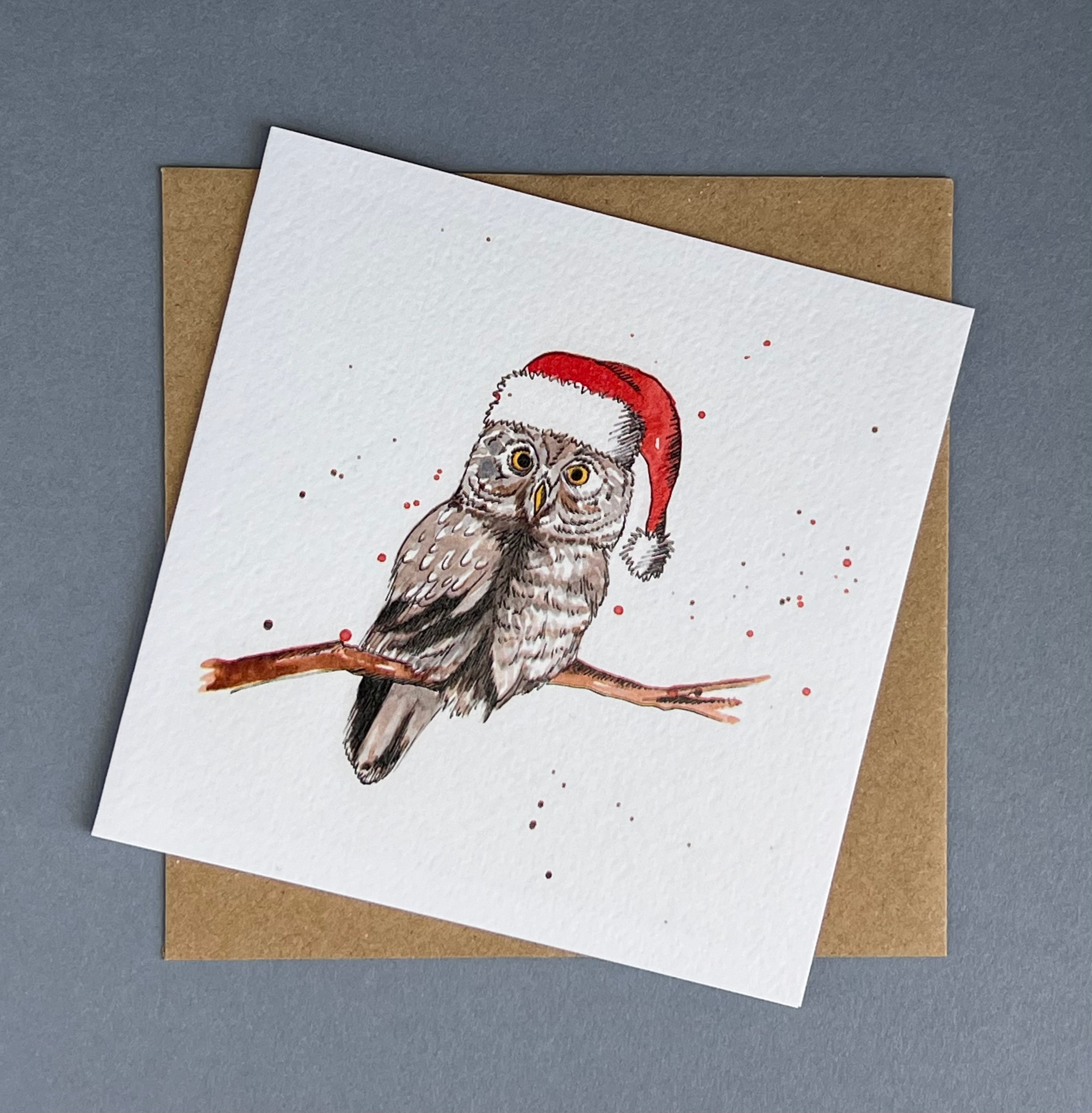 Santa Owl Christmas Card