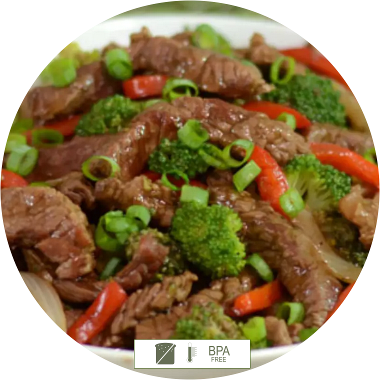Iscas de carne , brócolis, tomate cereja e semente de girassol 250g