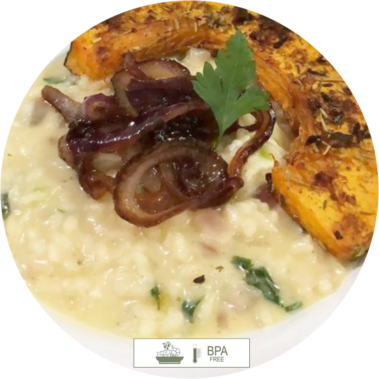 Risoto de Brie com abóbora Cabotiá e cebola caramelizada no mel 350g