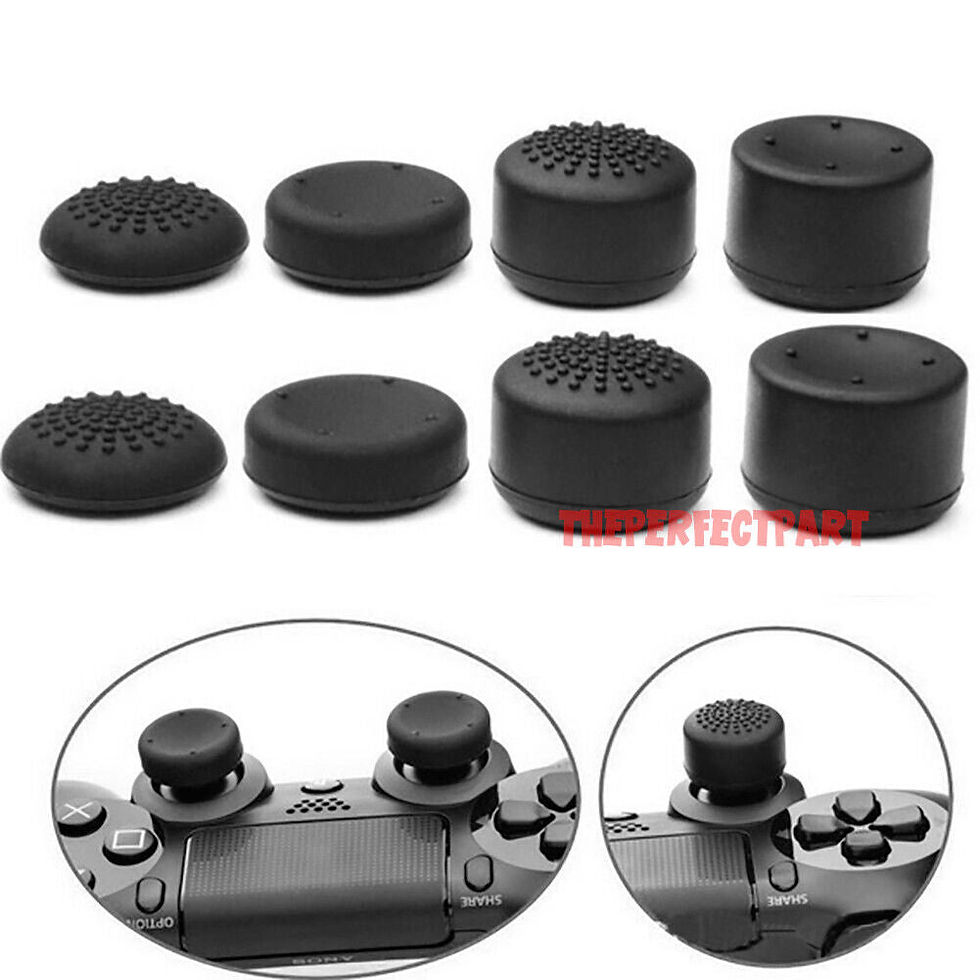 Thumbnail: 8Pcs Black Silicone Thumb Stick Grip Cover Caps For PS4 & Xbox One Controller US