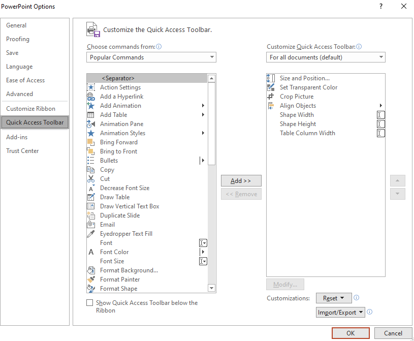 Optimal Microsoft Powerpoint Quick Access Toolbar