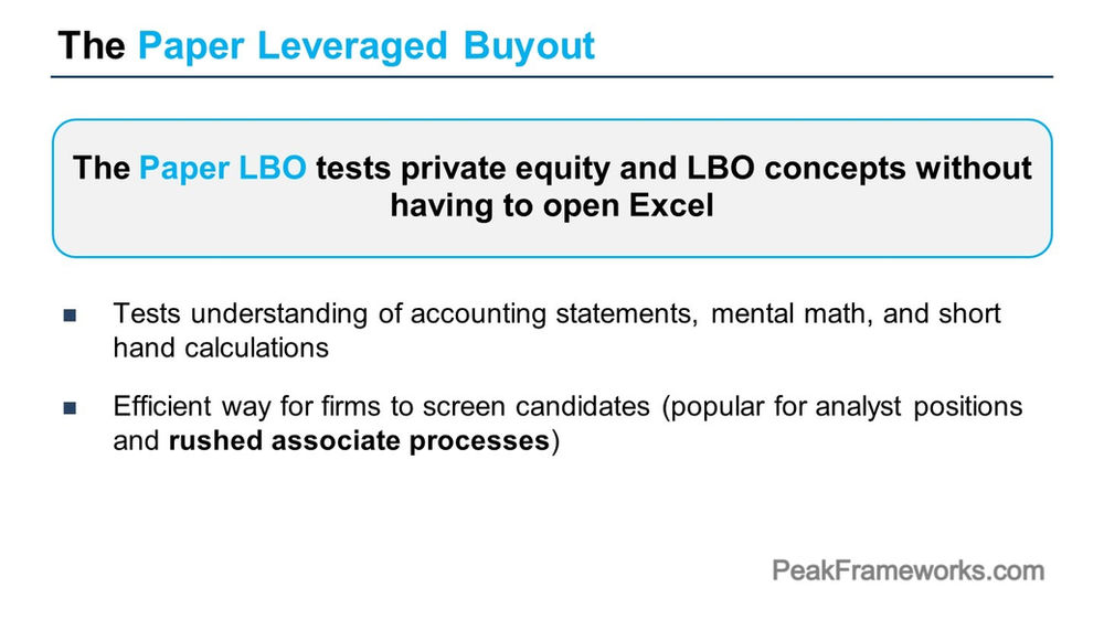 The Paper LBO (Private Equity Interview Question)