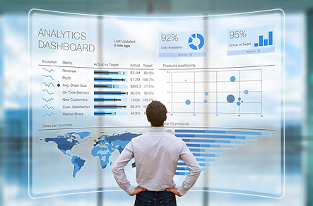 Businessman analyzing a business analyti