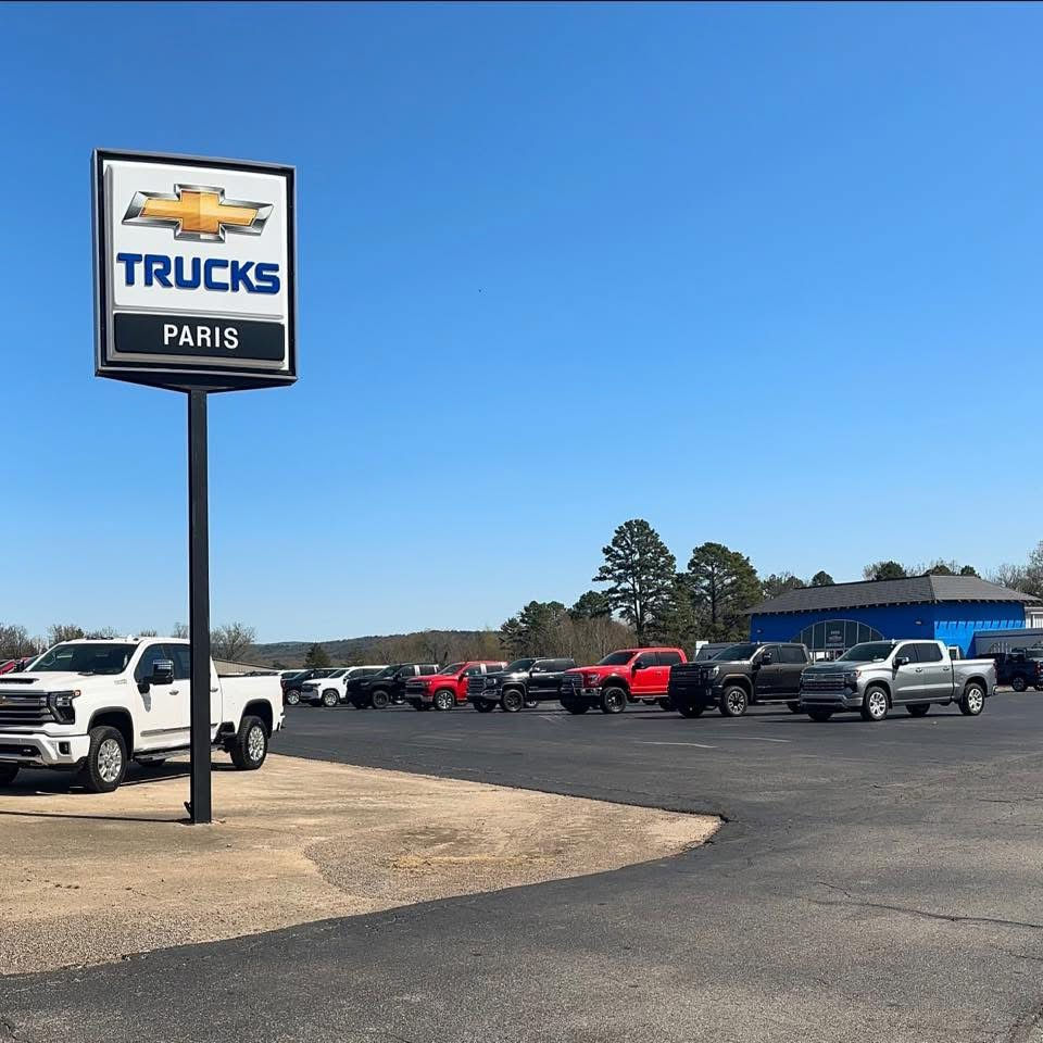 Chevrolet Trucks Paris sign, truck dealership