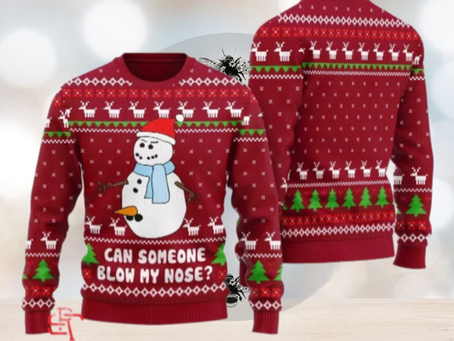 Can Someone Snowman Blow My Nose Ugly Christmas Sweater Red