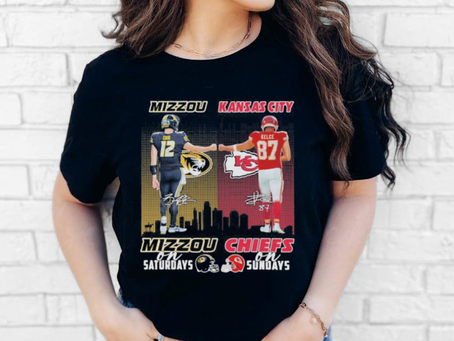 Brady Cook Mizzou Tigers On Saturdays and Travis Kelce Kansas City Chiefs On Sundays Signatures Shirt